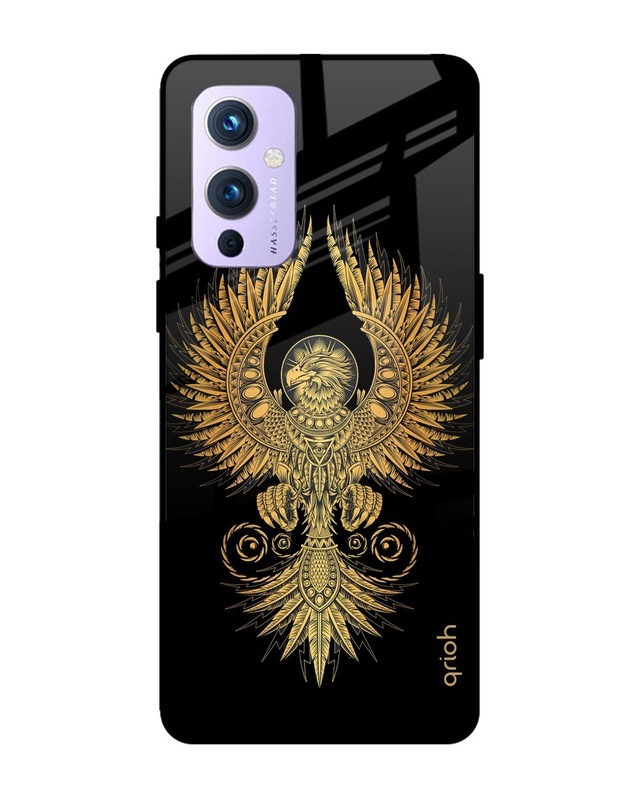 Shop Mythical Phoenix Art Printed Premium Glass Cover For OnePlus 9 (Impact Resistant, Matte Finish)-Front