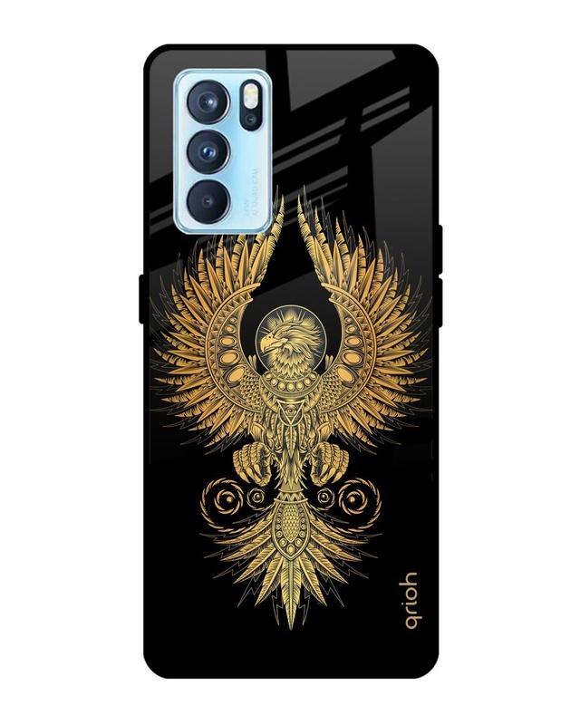 Shop Mythical Phoenix Art Printed Premium Glass Cover For Oppo Reno6 5G (Impact Resistant, Matte Finish)-Front