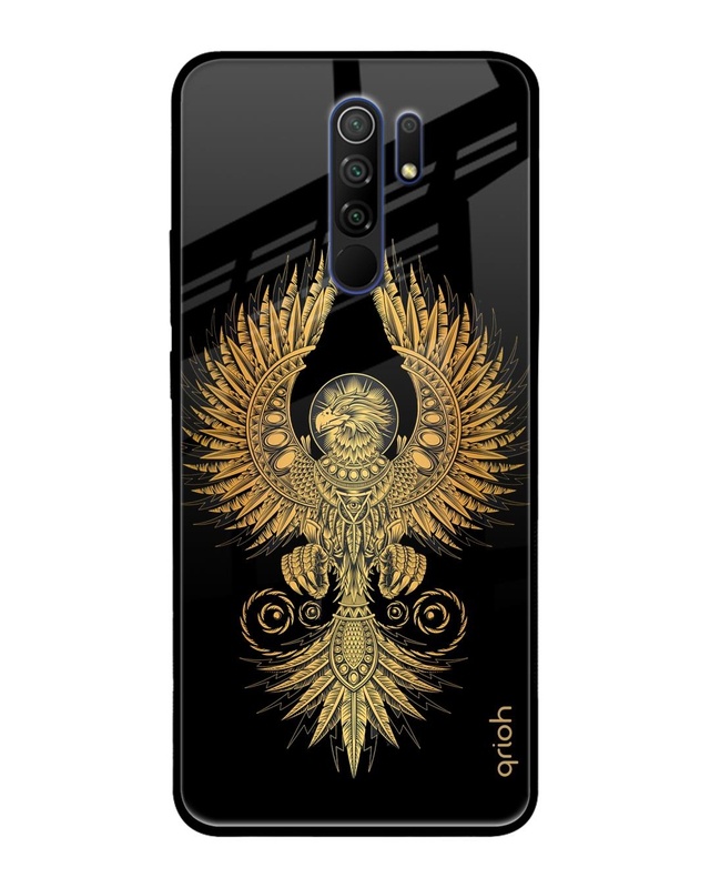 Shop Mythical Phoenix Art Printed Premium Glass Cover For Xiaomi Redmi 9 Prime (Matte Finish)-Front