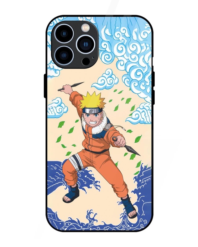 Shop Naruto Wave Premium Glass Cover for Apple iPhone 13 Pro-Front