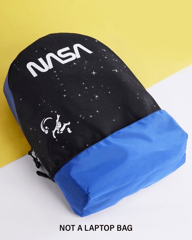 Shop Unisex Blue & Black Nasa Astronaut Graphic Printed Small Backpack-Front