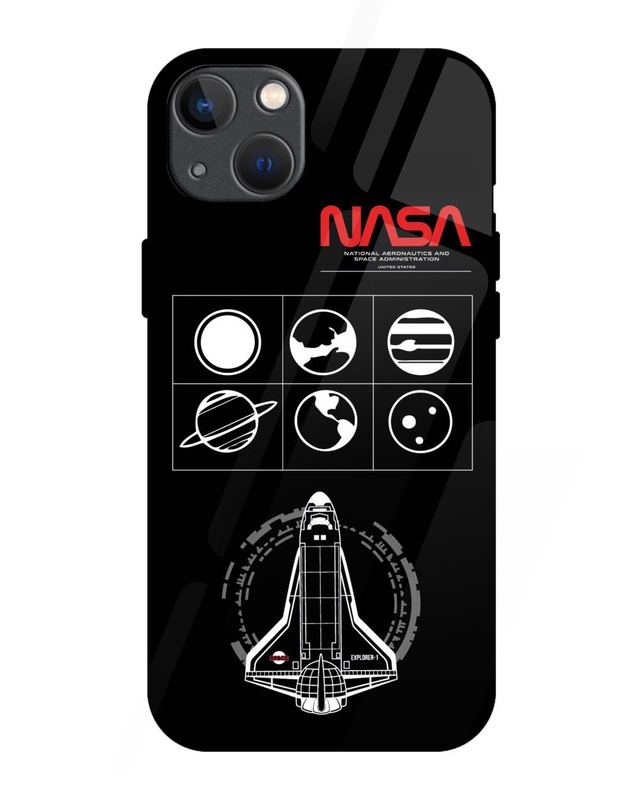 NASA Spacecraft Premium Glass Cover for Apple iPhone 13-Front Bewakoof Shop NASA Spacecraft Premium Glass Cover for Apple iPhone 13-Front