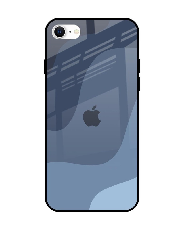 Shop Navy Blue Ombre Premium Glass Case for Apple iPhone SE 2022 (Shock Proof, Scratch Resistant)-Front