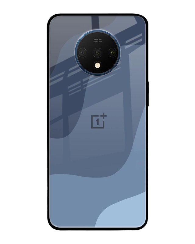 Shop Navy Blue Ombre Premium Glass Case for OnePlus 7T (Shock Proof, Scratch Resistant)-Front
