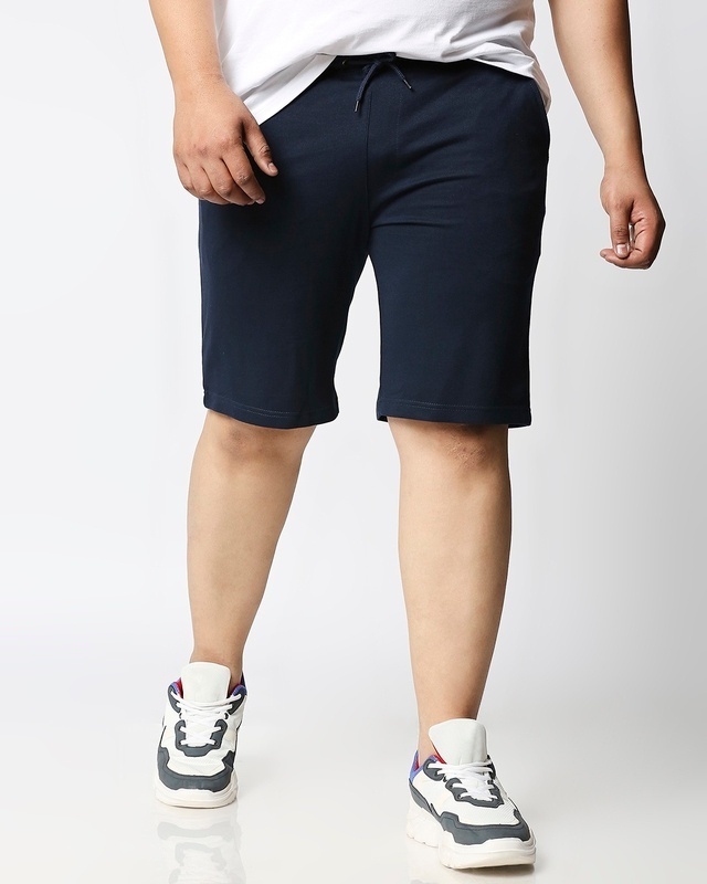 Shop Navy Blue Plus Size Casual Shorts-Front