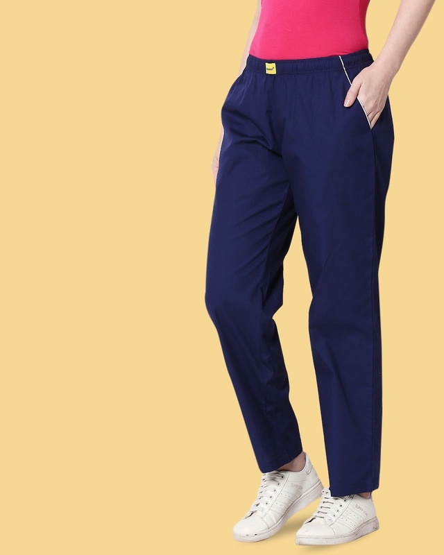 Shop Nebula Blue Plain Pyjama-Front