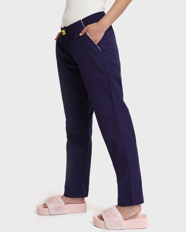 Shop Nebula Blue Plain Pyjama-Front