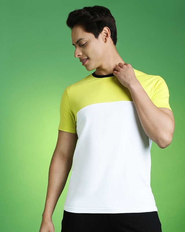 Shop Need More Amo Half Sleeves Color Block T-Shirt-Front