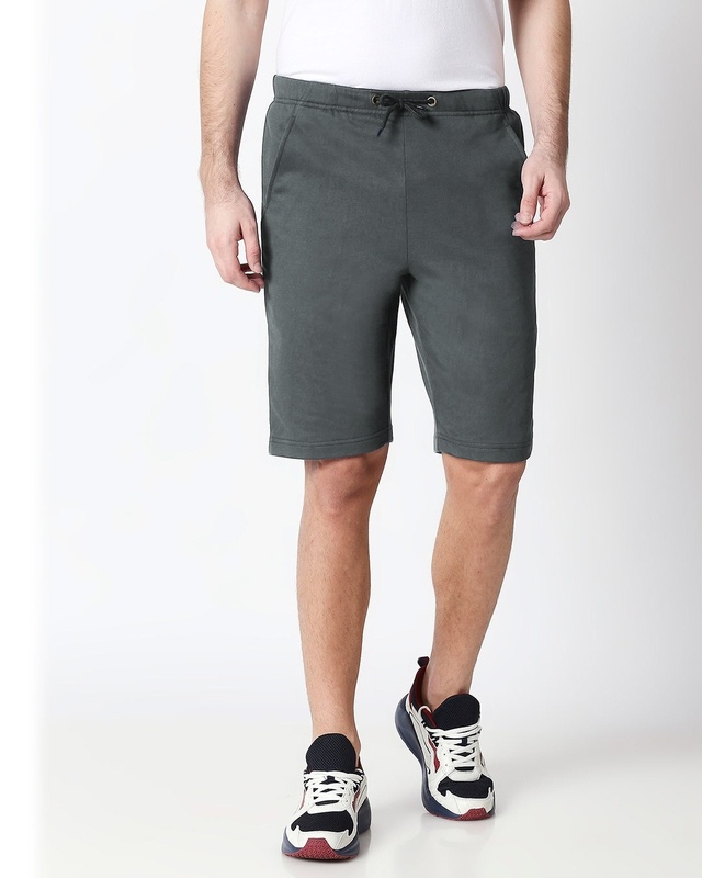Shop Men's Nimbus Grey Casual Shorts-Front