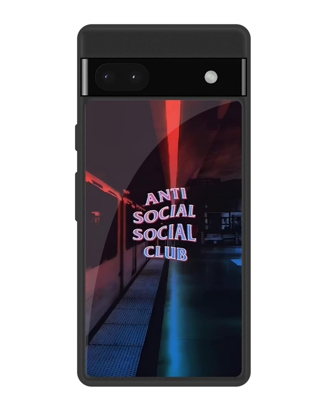 Shop No Social Club Premium Glass Cover for Google Pixel 6a (Shock Proof, Scratch Resistant)-Front