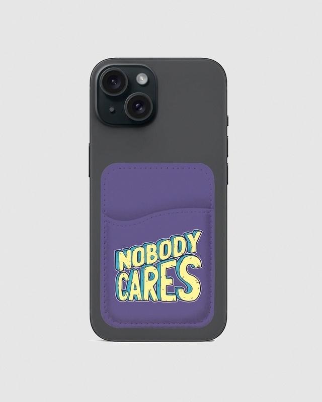 Shop Nobody Cares Typography Mobile Card Holders-Front