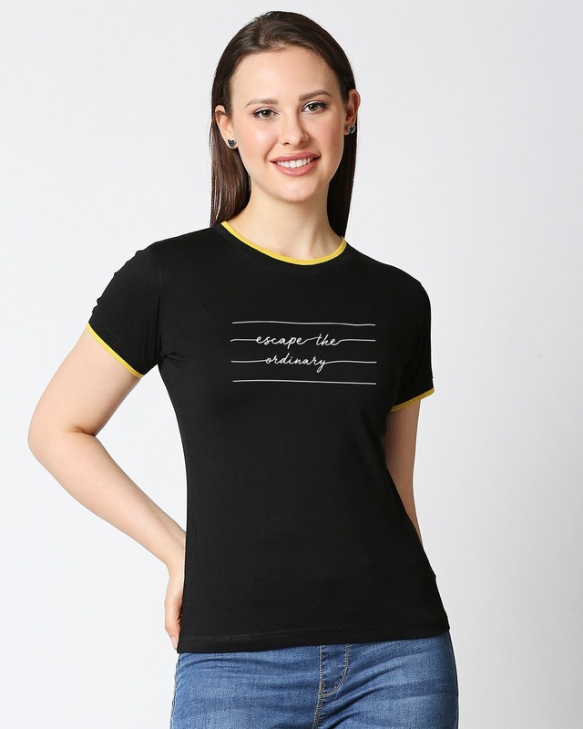 Shop Not ordinary Half Sleeve Printed Rib T-Shirt-Front