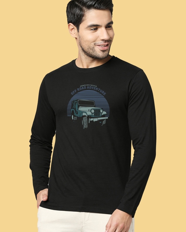 Shop Men's Black Off Road Jeep Graphic Printed T-shirt-Front