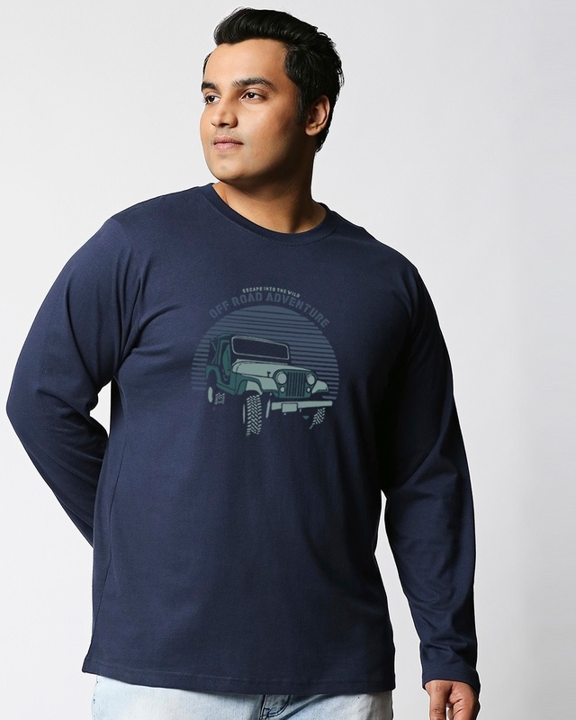 Shop Off Road Jeep Men's Full Sleeves T-shirt Plus Size-Front