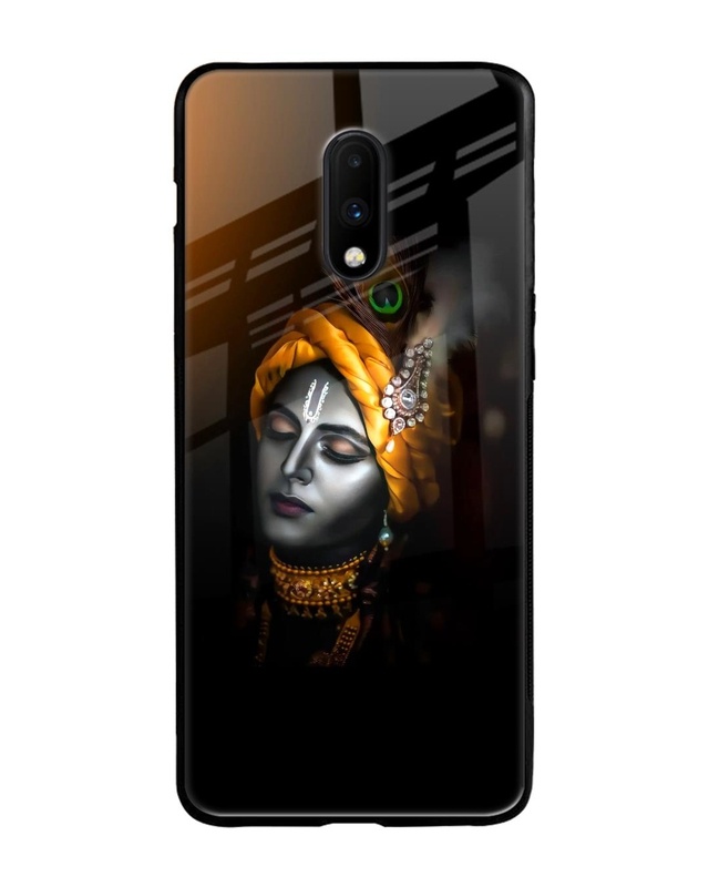 Shop Ombre Krishna Premium Glass Case for OnePlus 7 (Shock Proof, Scratch Resistant)-Front