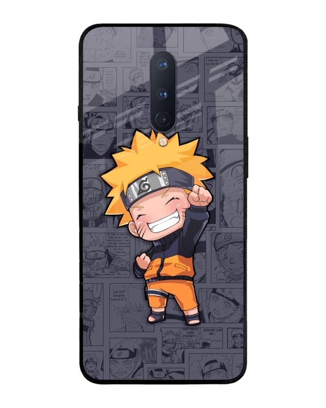 Shop Orange Chubby Premium Glass Case for OnePlus 8 (Shock Proof, Scratch Resistant)-Front