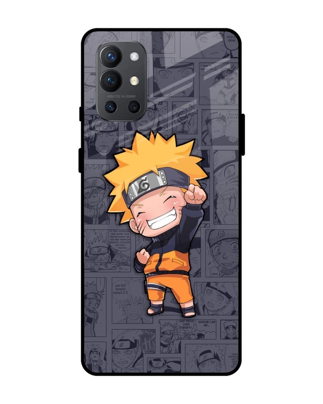 Shop Orange Chubby Premium Glass Case for OnePlus 9R (Shock Proof, Scratch Resistant)-Front