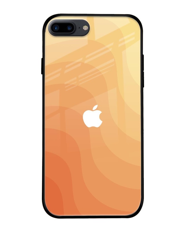 Shop Orange Curve Pattern Premium Glass Case for Apple iPhone 7 Plus (Shock Proof, Scratch Resistant)-Front