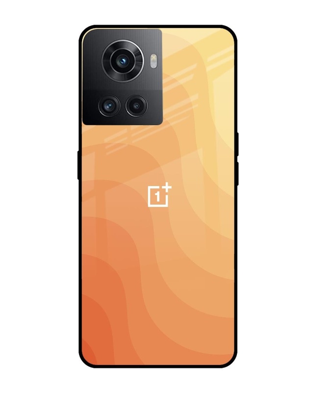 Shop Orange Curve Pattern Premium Glass Case for OnePlus 10R 5G (Shock Proof, Scratch Resistant)-Front