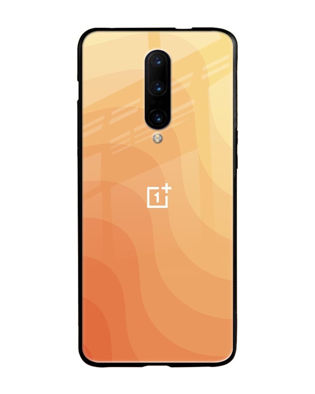 Shop Orange Curve Pattern Premium Glass Case for OnePlus 7 Pro (Shock Proof, Scratch Resistant)-Front