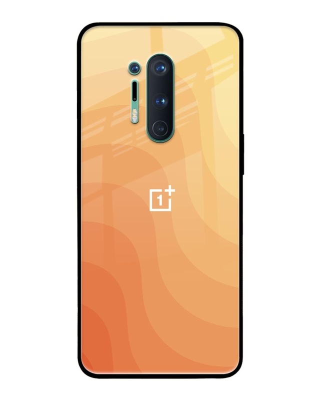 Shop Orange Curve Pattern Premium Glass Case for OnePlus 8 Pro (Shock Proof, Scratch Resistant)-Front
