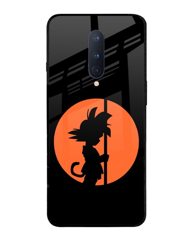 Shop Orange Silhouette Premium Glass Case for OnePlus 8 (Shock Proof,Scratch Resistant)-Front
