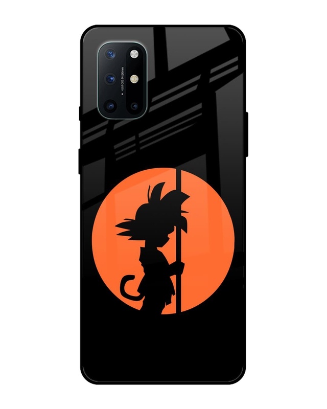 Shop Orange Silhouette Premium Glass Case for OnePlus 8T (Shock Proof,Scratch Resistant)-Front