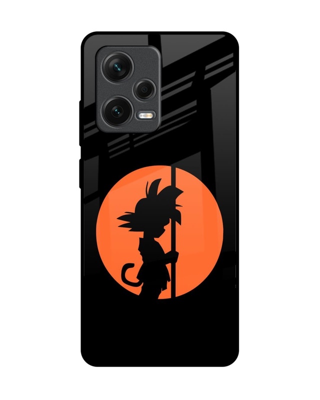 Shop Orange Silhouette Premium Glass Case for Redmi Note 12 Pro+ 5G (Shock Proof, Scratch Resistant)-Front