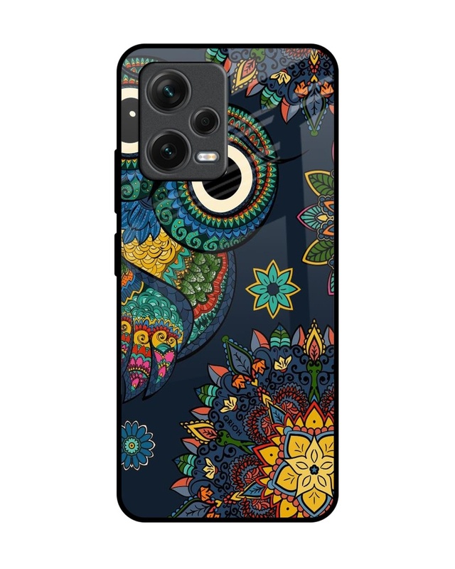 Shop Owl Art Premium Glass Case for Redmi Note 12 5G (Shock Proof, Scratch Resistant)-Front