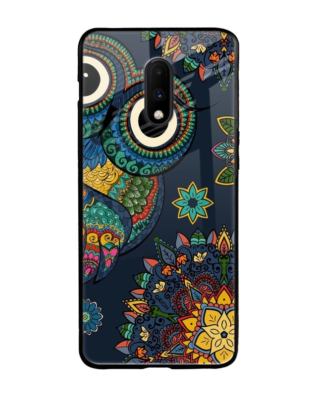 Shop Owl Art Printed Premium Glass Cover For OnePlus 7 (Impact Resistant, Matte Finish)-Front