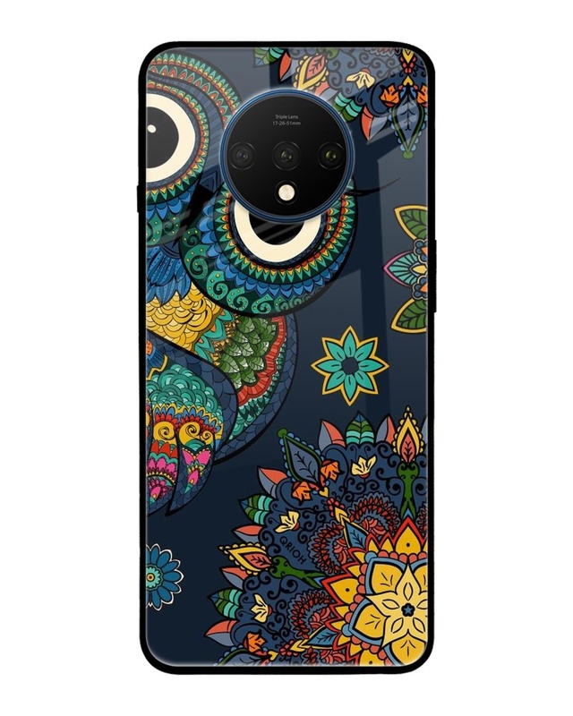 Shop Owl Art Printed Premium Glass Cover For OnePlus 7T (Impact Resistant, Matte Finish)-Front