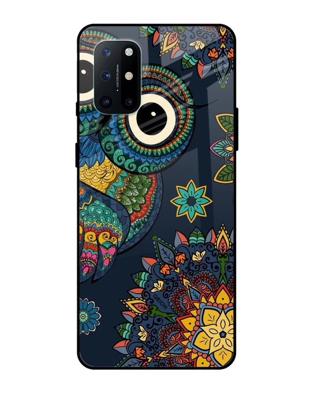 Shop Owl Art Printed Premium Glass Cover For OnePlus 8T (Impact Resistant, Matte Finish)-Front
