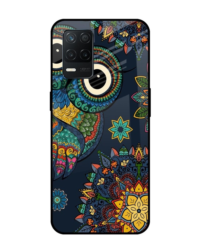 Shop Owl Art Printed Premium Glass Cover for Realme 8 5G (Shock Proof, Scratch Resistant)-Front