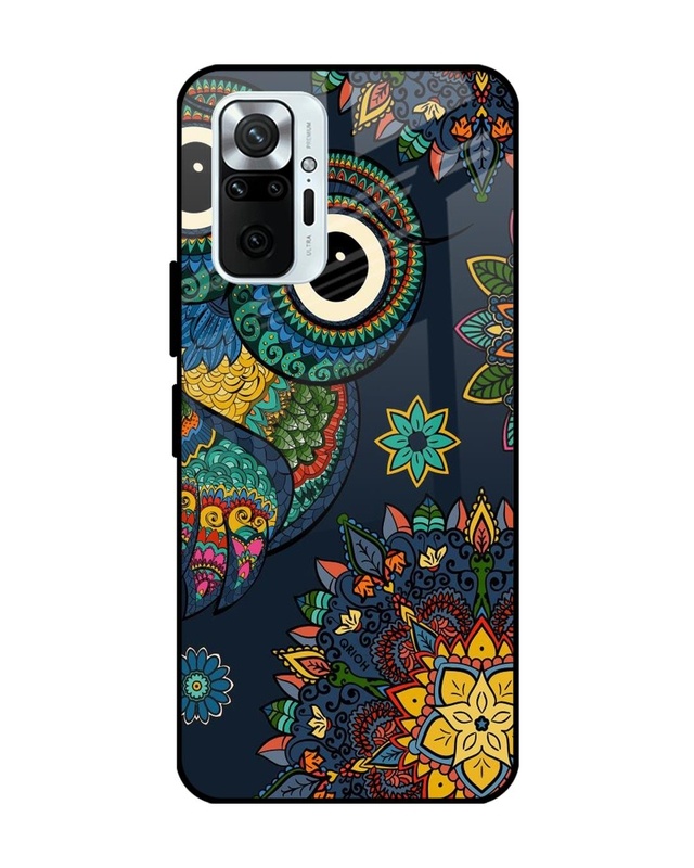 Shop Owl Art Printed Premium Glass Cover For Xiaomi Redmi Note 10 Pro (Impact Resistant, Matte Finish)-Front