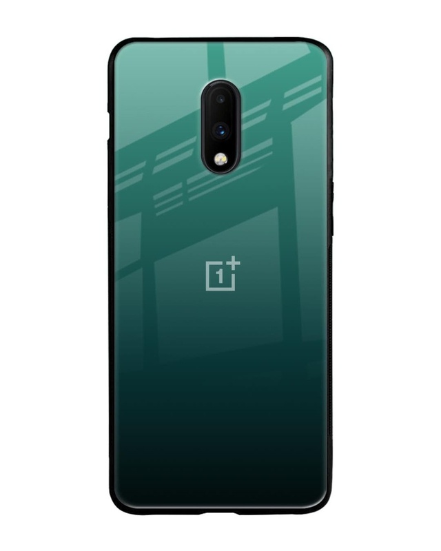 Shop Palm Green Premium Glass Case For OnePlus 7(Shock Proof, Scratch Resistant)-Front