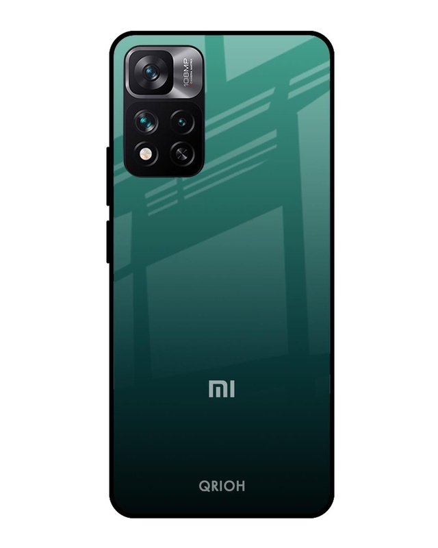 Shop Palm Green Premium Glass Cover For Mi 11i HyperCharge (Impact Resistant, Matte Finish)-Front