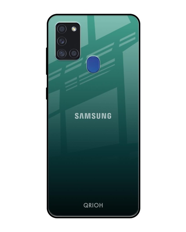 Shop Palm Green Premium Glass Cover For Samsung Galaxy A21s(Impact Resistant, Matte Finish)-Front