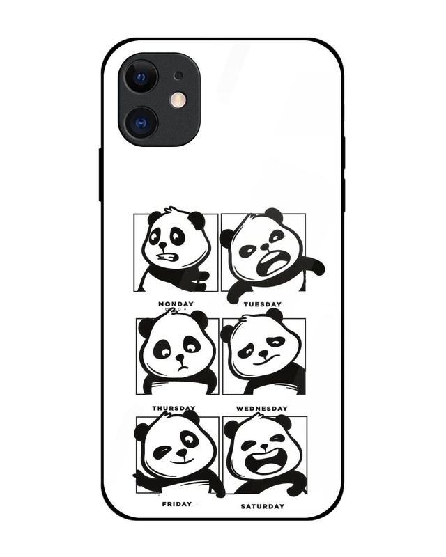 Panda Mood Premium Glass Cover for Apple iPhone 12-Front Bewakoof Shop Panda Mood Premium Glass Cover for Apple iPhone 12-Front