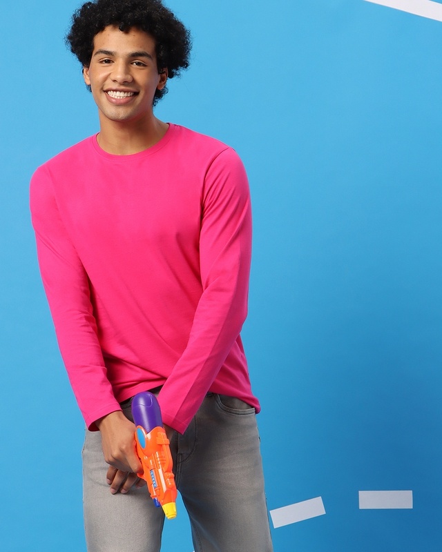 Shop Peppy Pink Full Sleeve T-Shirt-Front