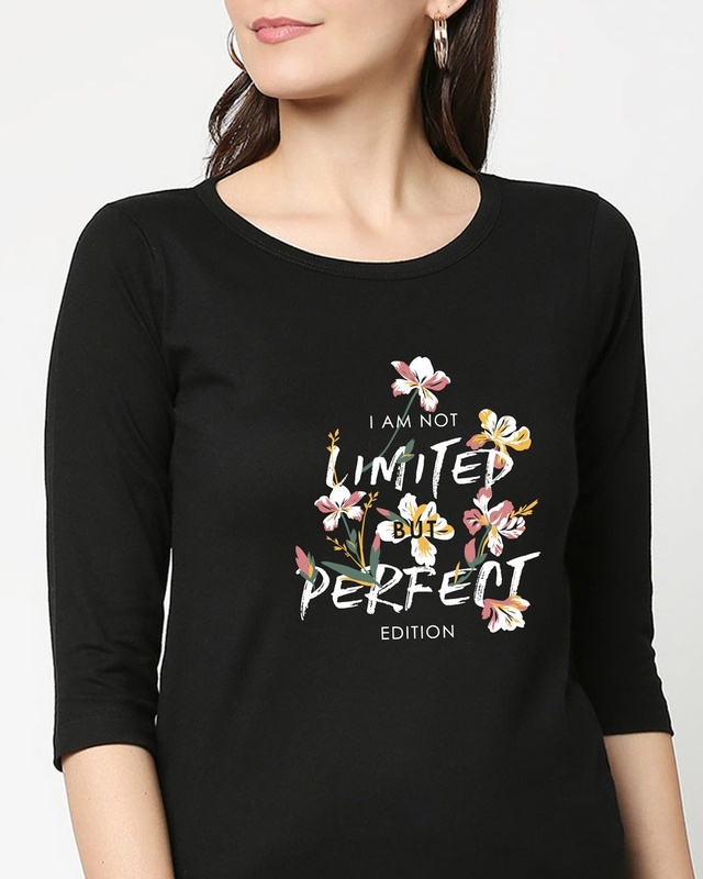 Shop Perfect Flower 3/4 Sleeve Slim Fit T-Shirt-Front