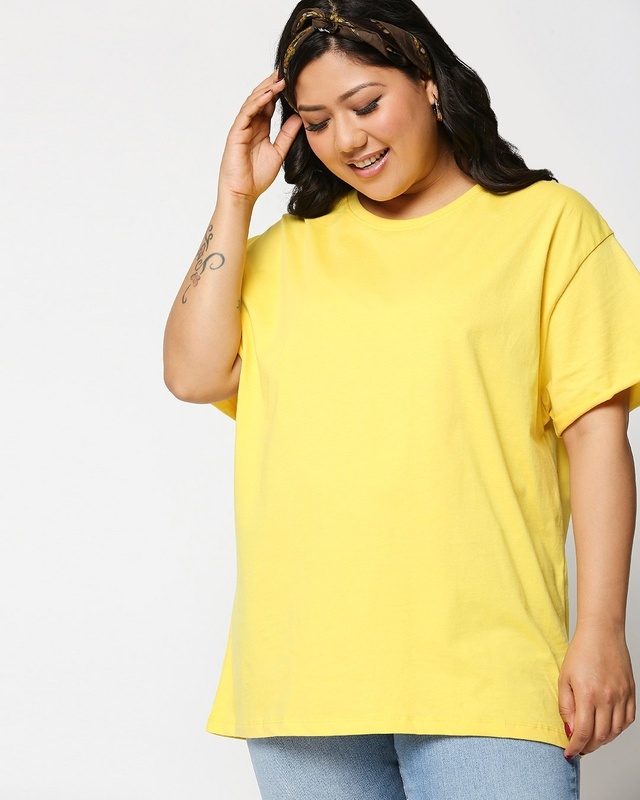 Shop Women's Pineapple Yellow Plus Size Boyfriend T-shirt-Front