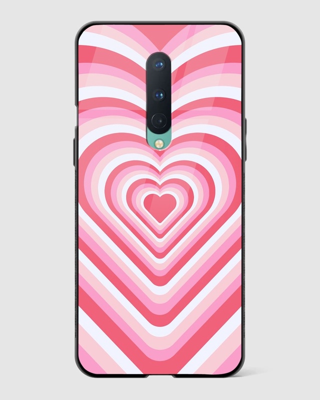 Shop Pink Flare Heart Y2K Premium Glass Case for OnePlus 8-Front