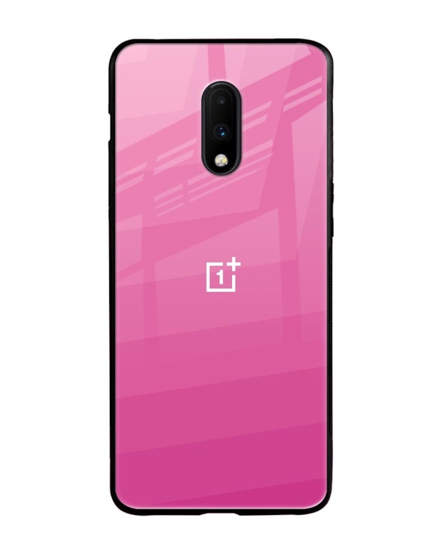 Shop Pink Ribbon Caddy Premium Glass Case for OnePlus 7 (Shock Proof, Scratch Resistant)-Front