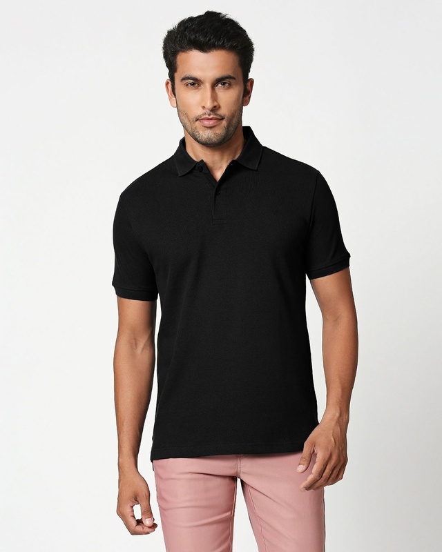 Shop Pitch Black Classic Polo-Front
