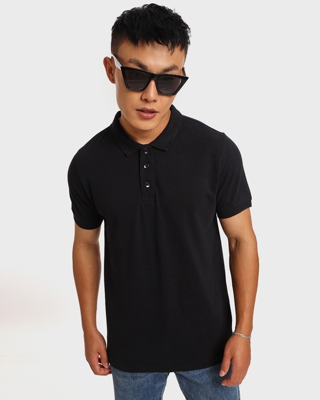 Shop Pitch Black Classic Polo-Front