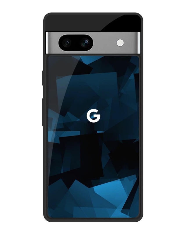 Shop Polygonal Blue Box Premium Glass Case For Google Pixel 7A(Shock Proof, Scratch Resistant)-Front