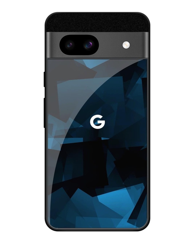 Polygonal Blue Box Premium Glass Case for Google Pixel 8a (Shock Proof, Scratch Resistant)