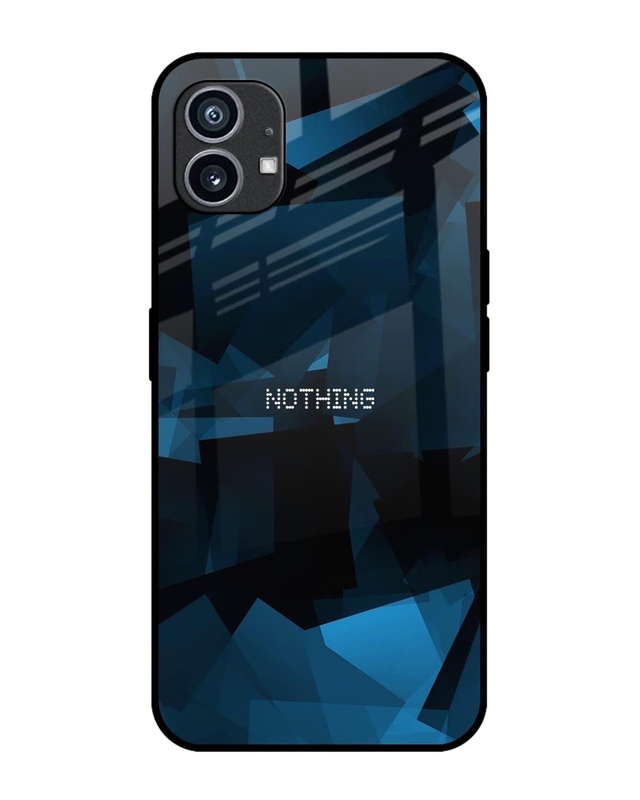 Shop Polygonal Blue Box Premium Glass Case For Nothing Phone (1)(Shock Proof, Scratch Resistant)-Front