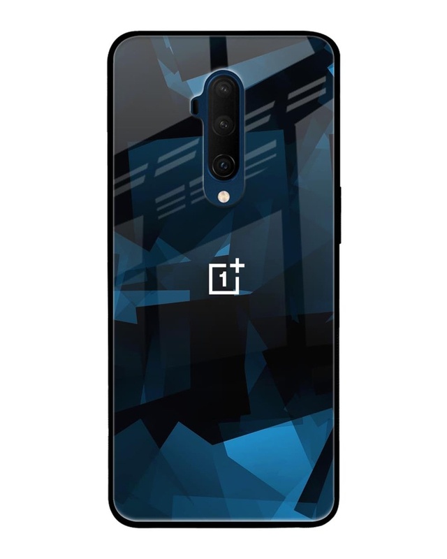 Shop Polygonal Blue Box Premium Glass Case For OnePlus 7T Pro(Shock Proof, Scratch Resistant)-Front