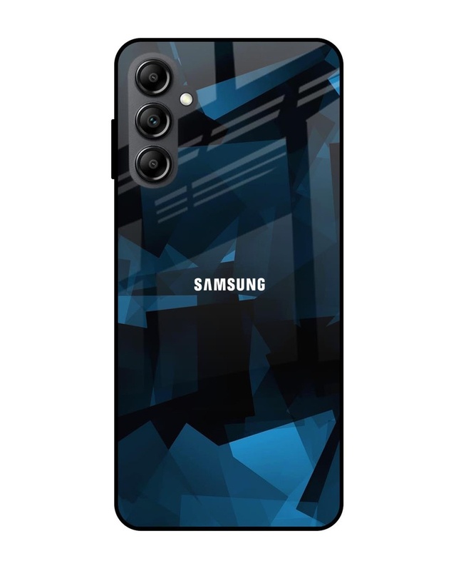 Shop Polygonal Blue Box Premium Glass Case For Samsung Galaxy A14 5G(Shock Proof, Scratch Resistant)-Front